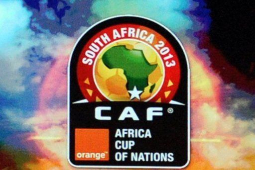 View of the logo of the Africa Cup of Nations 2013 in Durban on October 24, 2012