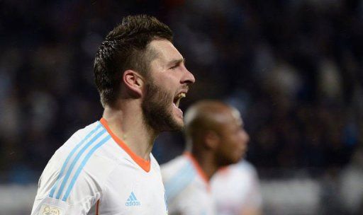 Marseille&#039;s midfielder Andre Pierre Gignac on January 19, 2013 at the Velodrome stadium in Marseille