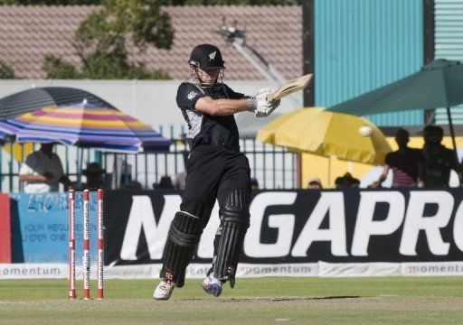 Kane Williamson bats during the second One Day International match against South Africa in Kimberley on January 22, 2013