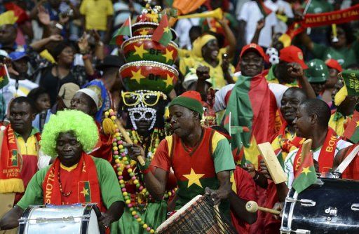 Fans cheer on January 25, 2013 before the start of an Africa Cup of Nations match in Nelspruit