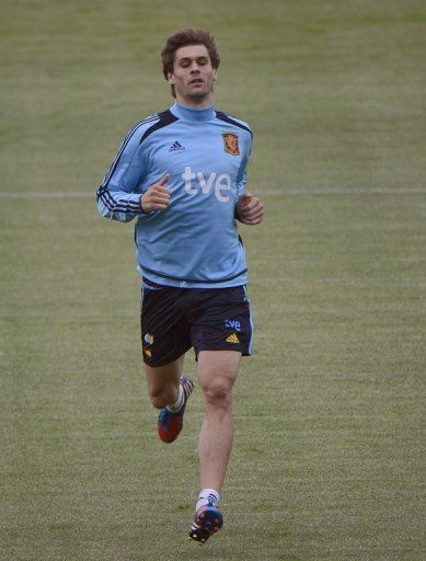 Spanish int&#039;l, Fernando Llorente, attends a training session in Gniewino, on June 16, 2012