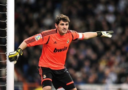 Real Madrid&#039;s goalkeeper and captain Iker Casillas at the Santiago Bernabeu Stadium in Madrid on January 15, 2013