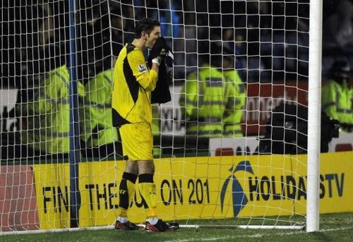 Liverpool's Australian goalkeeper Brad Jones had a torrid time in the FA Cup at Oldham Athletic on January 27, 2013