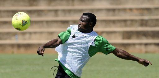 Zambia captain Christopher Katongo during a team training session in Johannesburg on January 10, 2013