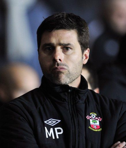 Mauricio Pochettino looks on before his first match as Southampton boss, against Everton on January 21, 2013