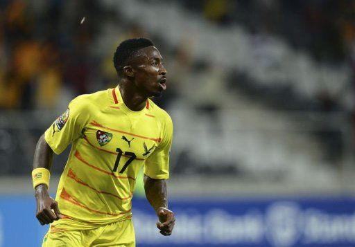 Togo&#039;s Serge Gakpe celebrates after scoring in Nespruit on January 30, 2013