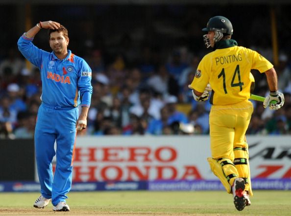 Indian cricketer Sachin Tendulkar (L) re