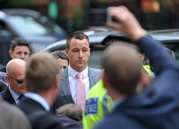 LONDON, ENGLAND - JULY 09:  Chelsea FC football player John Terry arrives at Westminster Magistrates court to stand trial for allegedly racially abusing Anton Ferdinand, on July 9, 2012 in London, England. 