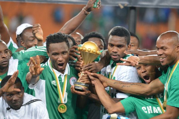 JOHANNESBURG, SOUTH AFRICA - FEBRUARY 10:  Nigeria celebrate during the 2013 Orange African Cup of Nations Final match between Nigeria and Burkina Faso from the National Stadium on Februray 10, 2013 in Johannesburg, South Africa. 