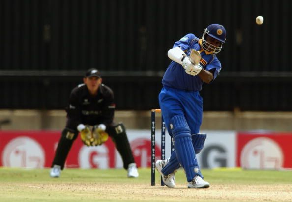 Sanath Jayasuriya of Sri Lanka hits out