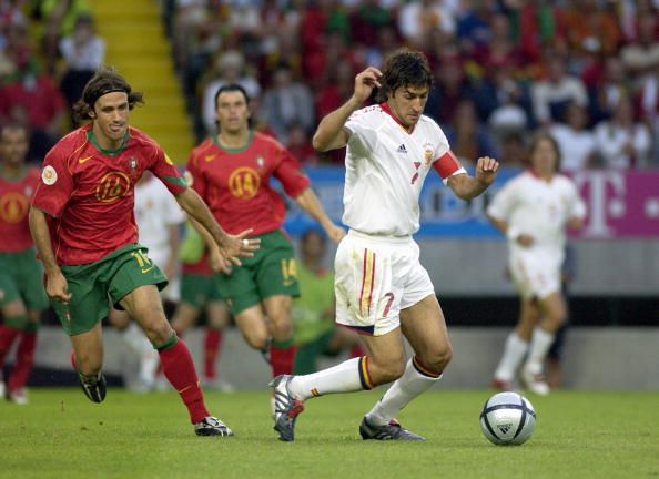 BT Sport. Football. UEFA European Championships. Euro 2004. Jose Alvalade Stadium, Lisbon. 20th June 2004. Spain 0 v Portugal 1. Raul of Spain.