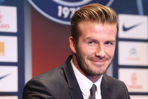 David Beckham gives a press conference at the Parc des Princes stadium in Paris, on January 31, 2013