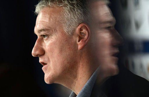 France&#039;s national football team head coach Didier Deschamps gives a press conference on January 31, 2013 in Paris