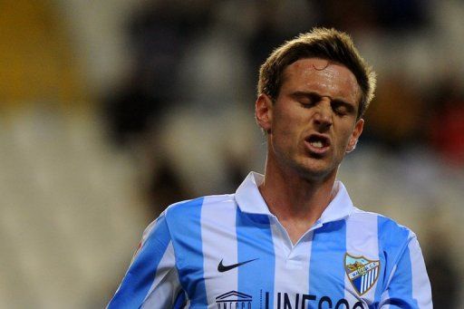 Defender Nacho Monreal in action for Malaga against Celta Vigo on January 19, 2013