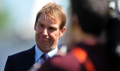 Former Australian cricketer Shane Warne is interviewed for television on May 25, 2012