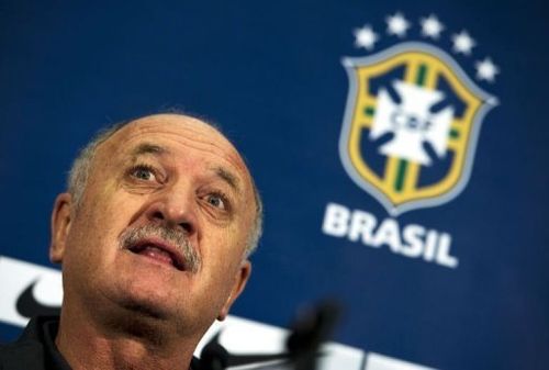 Brazil's coach Felipe Scolari holds a press conference at Wembley Stadium in London on February 5, 2013