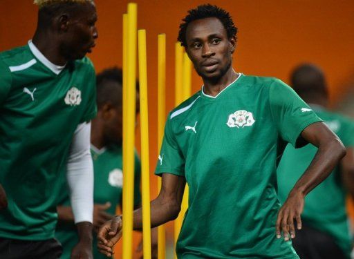 Burkina Faso midfielder Jonathan Pitroipa trains at Soccer City in Soweto on February 9, 2013