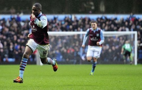 Aston Villa's French midfielder Charles NâZogbia (L) at Villa Park in Birmingham, England on February 10, 2013