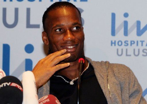 Didier Drogba gives a press conference in Istanbul after his medical check on February 11, 2013
