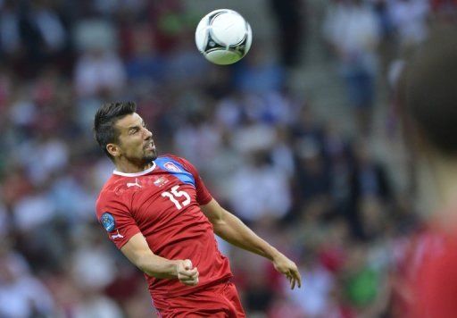 Czech forward Milan Baros pictured during his side&#039;s Euro 2012 quarter-final against Portugal in Warsaw on June 21, 2012