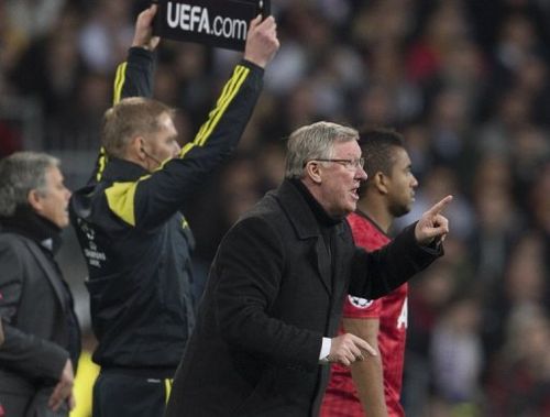 Alex Ferguson pictured during United's Champions League last 16 first leg tie at Real Madrid on February 13, 2013