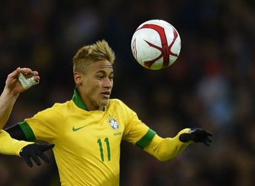 Brazil's striker Neymar in action at Wembley Stadium in north London on February 6, 2013