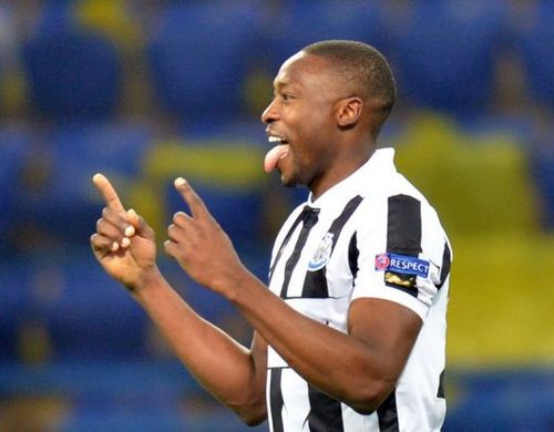 Newcastle United's forward Shola Ameobi celebrates his goal on February 21, 2013 in Kharkov