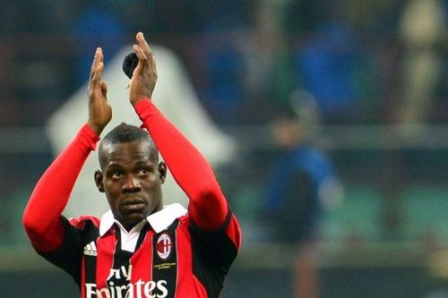 AC Milan's Mario Balotelli reacts at San Siro Stadium in Milan on February 24, 2013