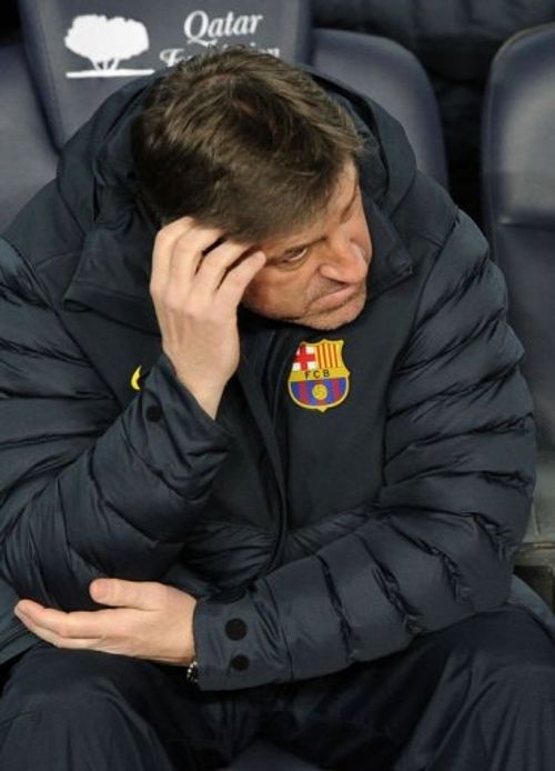 Barcelona's coach Jordi Roura reacts at the Camp Nou stadium in Barcelona on February 26, 2013