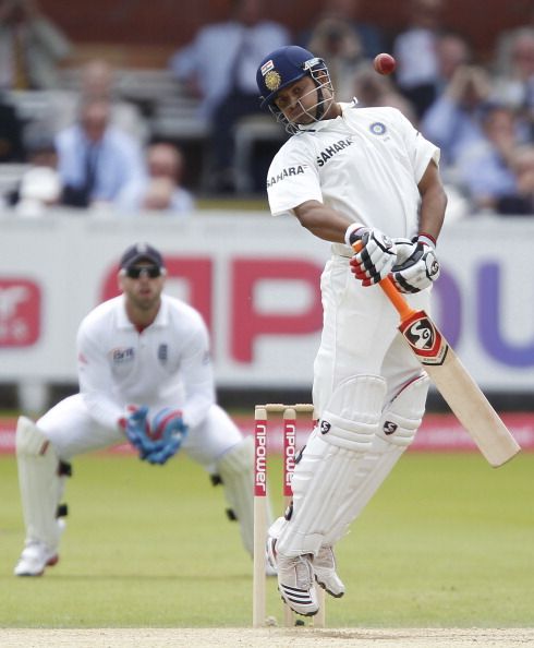 India&#039;s Suresh Raina (R) avoids a ball b