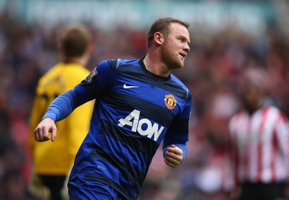 SUNDERLAND, ENGLAND - MAY 13:  Wayne Rooney of Manchester United celebrates his goal during the Barclays Premier League match between Sunderland and Manchester United