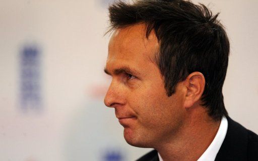 Michael Vaughan gives a press conference in Birmingham, central England, on June 30, 2009