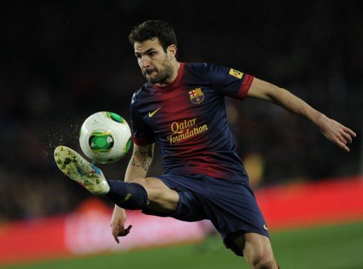 Barcelona midfielder Cesc Fabregas during the Spanish Cup semi-final second leg against Real Madrid on February 26, 2013