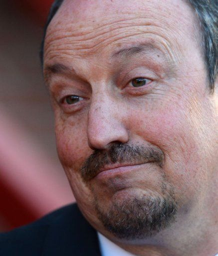 Chelsea&#039;s interim manager Rafael Benitez takes his seat at Old Trafford, Manchester, on March 10, 2013