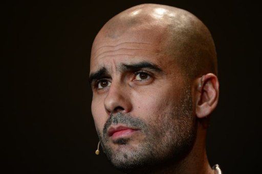 Pep Guardiola attends a press conference on January 7, 2013 in Zurich