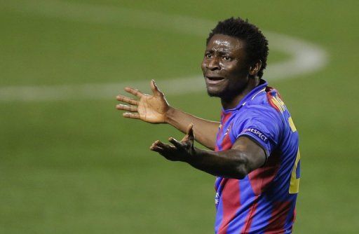 Levante&#039;s Nigerian forward Obafemi Martins at the Ciutat de Valencia stadium in Valencia on March 7, 2013