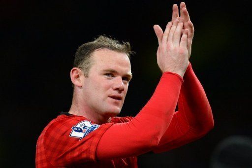 Manchester United&#039;s English striker Wayne Rooney at Old Trafford, Manchester, England, February 10, 2013