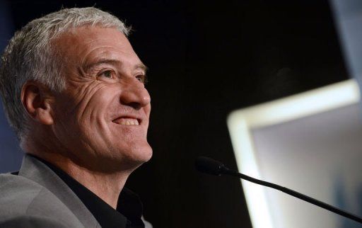Didier Deschamps smiles on March 14, 2013 during a press conference to announce the squad