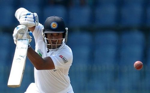 Sri Lanka's Kumar Sangakkara plays a shot against Bangladesh at the R. Premadasa stadium in Colombo on March 17, 2013