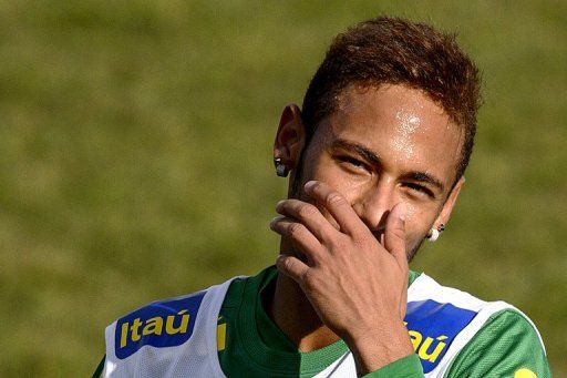 Brazil forward Neymar during a training session on March 20, 2013 in Nyon, on the eve of the friendly against Italy