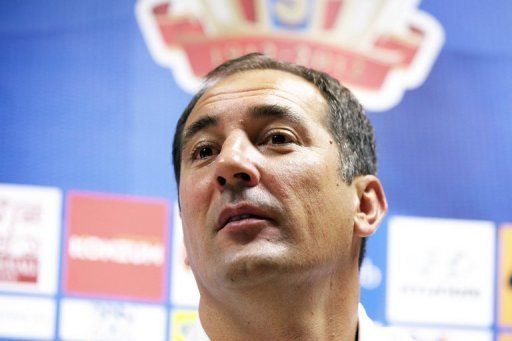 Igor Stimac gives a press conference on September 10, 2012 at the King Baudouin stadium in Brussels