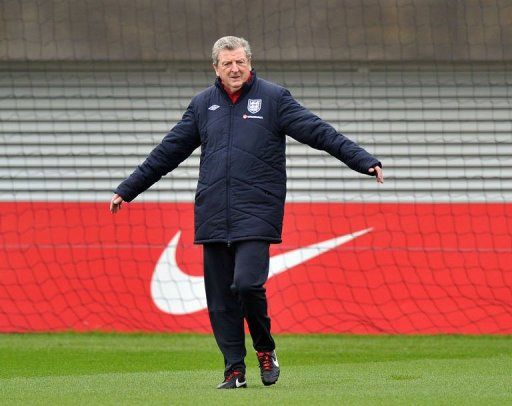 England manager Roy Hodgson arrives for a training session at the St George&#039;s Park training complex on March 19, 2013
