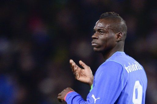 Italian forward Mario Balotelli is shown in the match against Brazil on March 21, 2013 at the stadium of Geneva