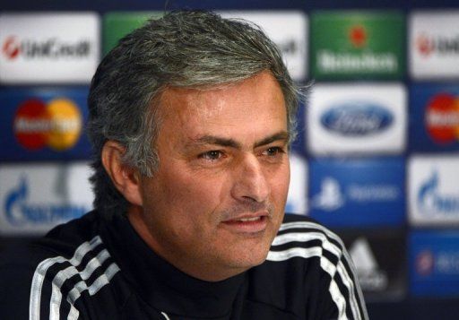 Real Madrid&#039;s Portuguese coach Jose Mourinho at Old Trafford stadium in Manchester on March 4, 2013