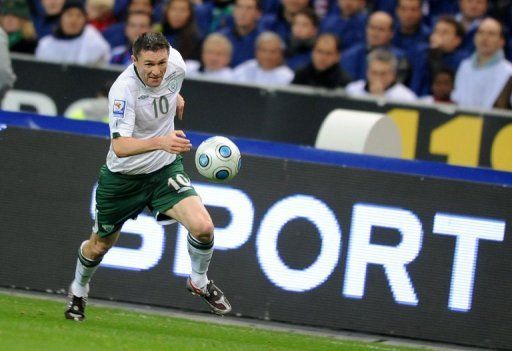 Irish captain Robbie Keane at a World Cup 2010 qualifier at Stade de France in Saint-Denis, Paris on November 18, 2009