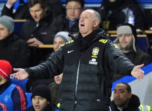 Luiz Felipe Scolari gestures from the touchline during the friendly against Russia on March 25, 2013