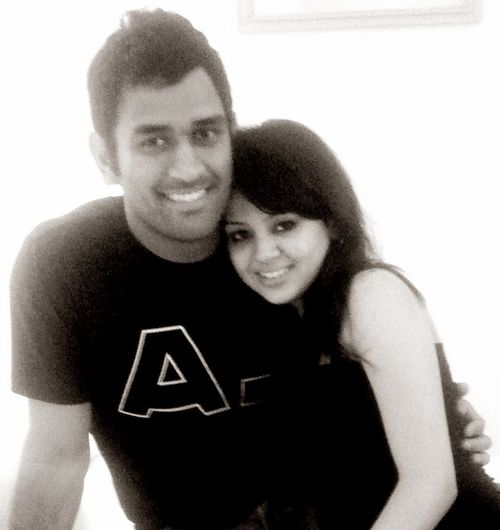 M.S.Dhoni with Sakshi Dhoni.