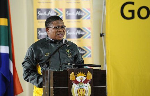 Fikile Mbalula delivers a speech on July 12, 2012 at the Presidential Guest House in Pretoria