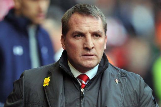 Liverpool manager Brendan Rodgers is pictured ahead of a Premier League match at Anfield stadium on March 10, 2013