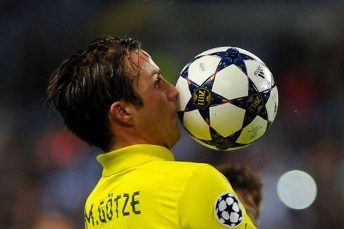 Dortmund's Mario Goetze controls the ball in Malaga on April 3, 2013